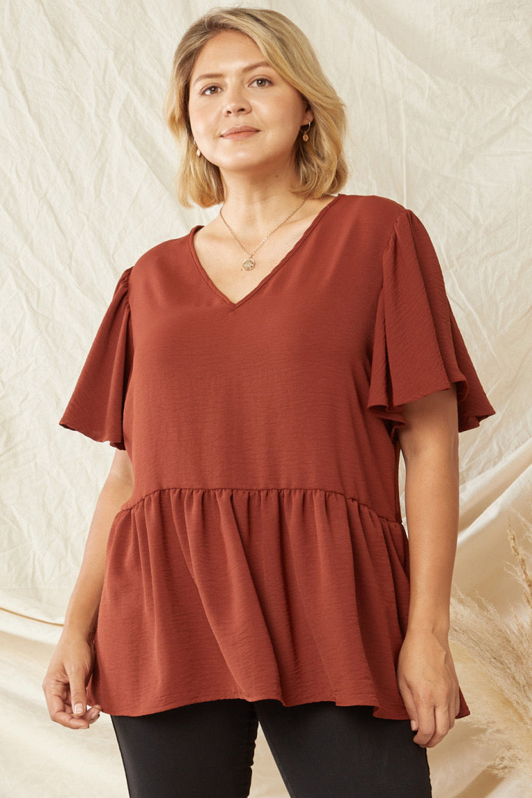 Peplum Terracota Top