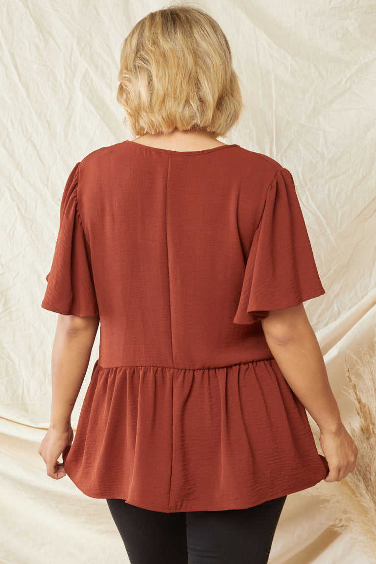 Peplum Terracota Top