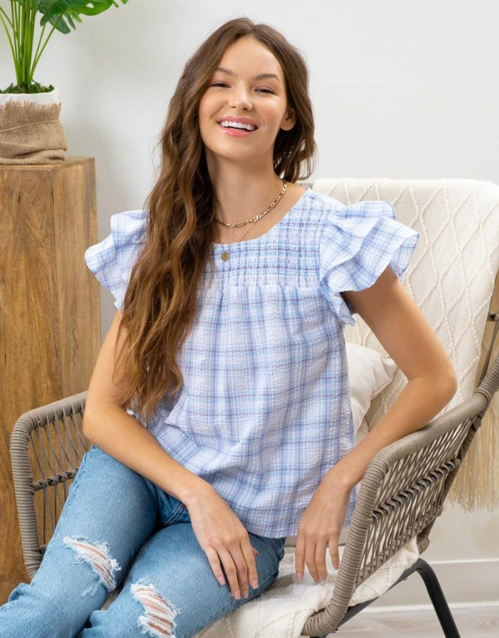 Flutter Blue Sleeve Top