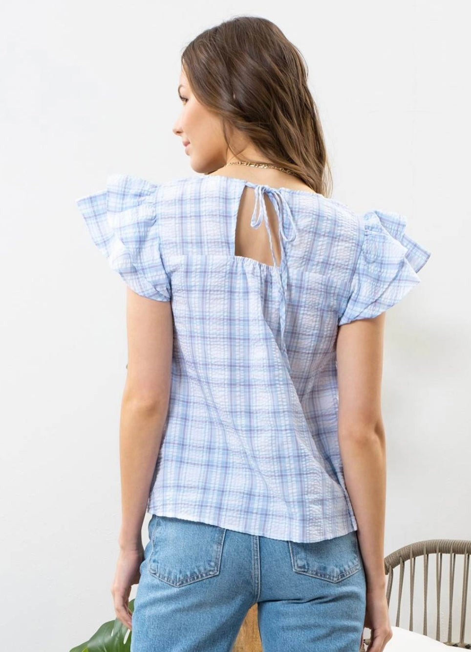 Flutter Blue Sleeve Top