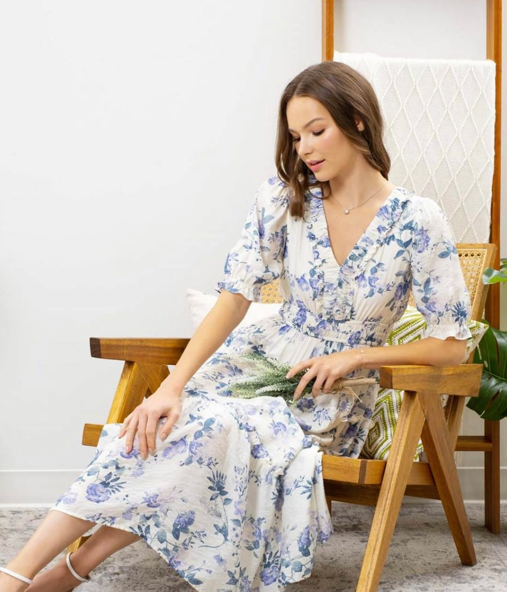 Blue & White Flower Dress