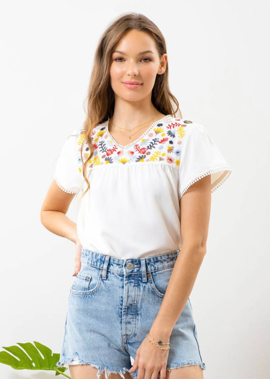 Embroidered Floral Top