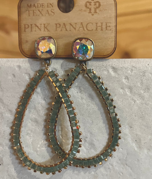 Pink Panache Green Drop Earrings