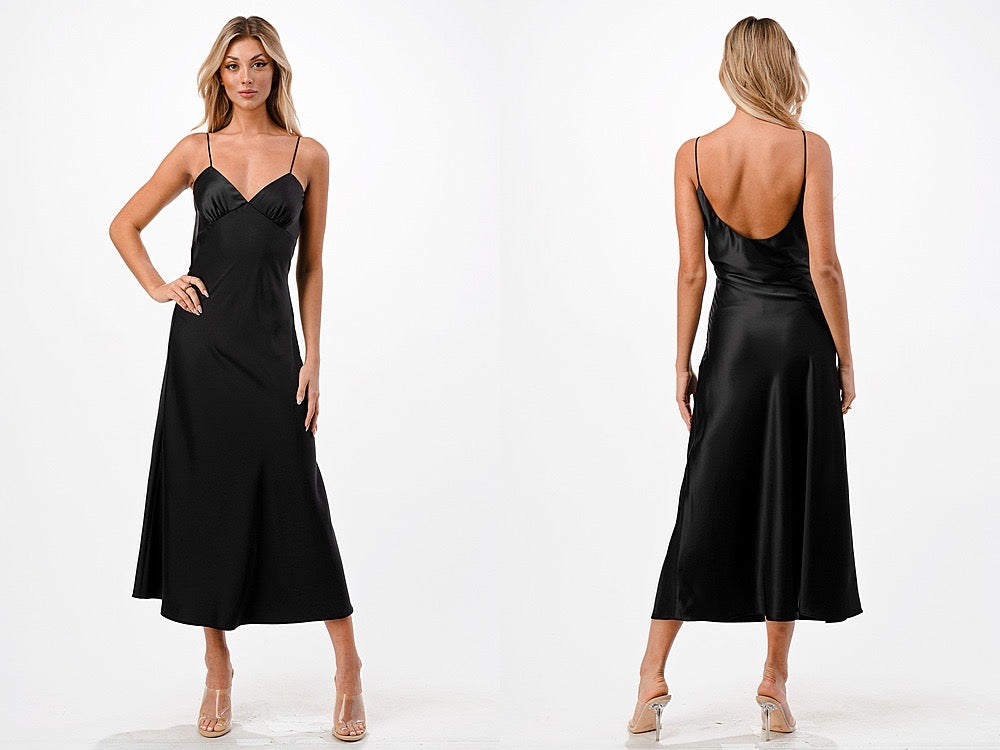 Black Satin Midi