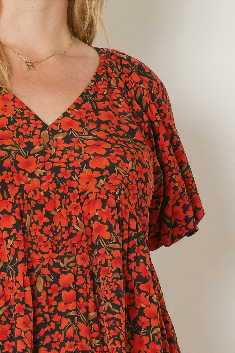 Floral V-neck Plus size