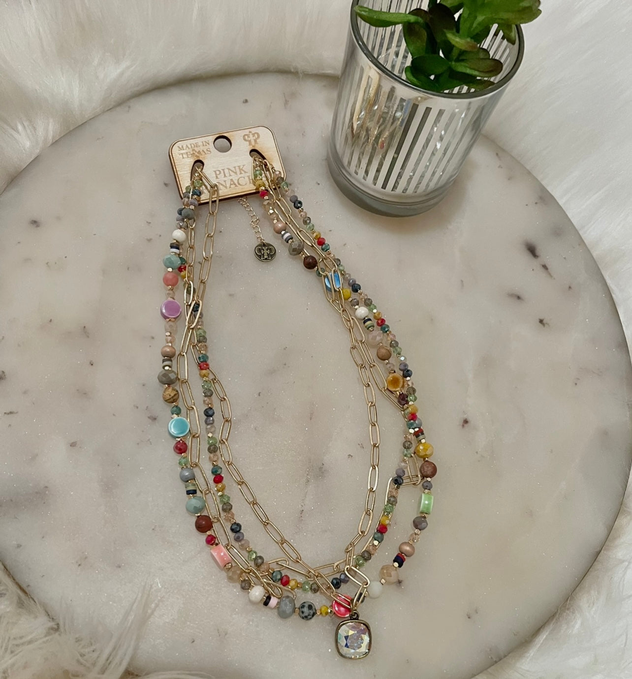 Multi color Pink Panache Necklace