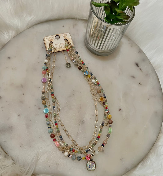 Multi color Pink Panache Necklace