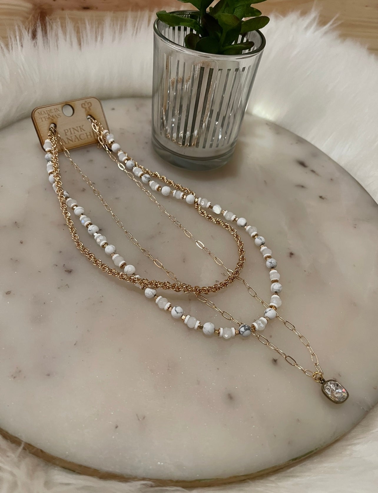 White & Gold Layered PP Necklace