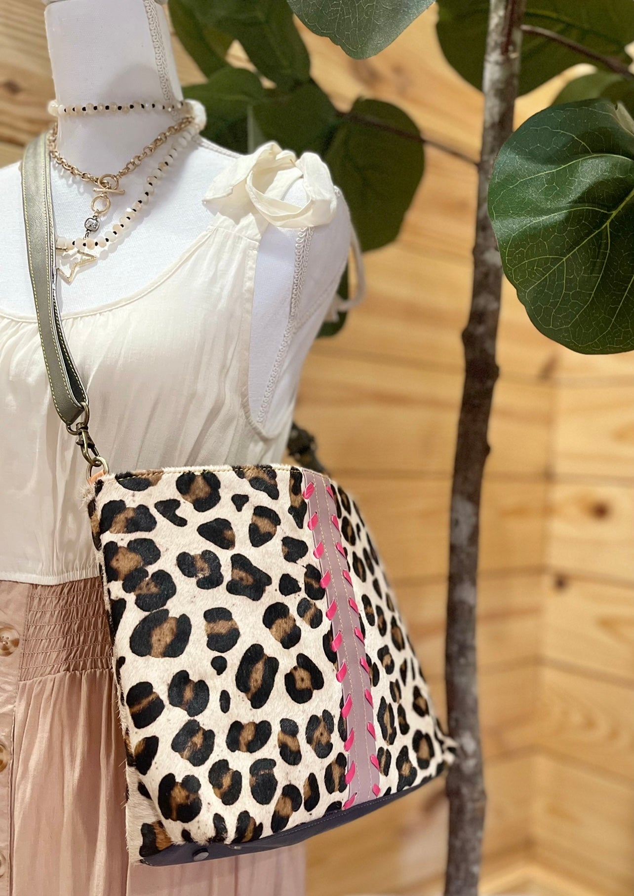 Cheetah Cowhide Upcycled Leather Handbag