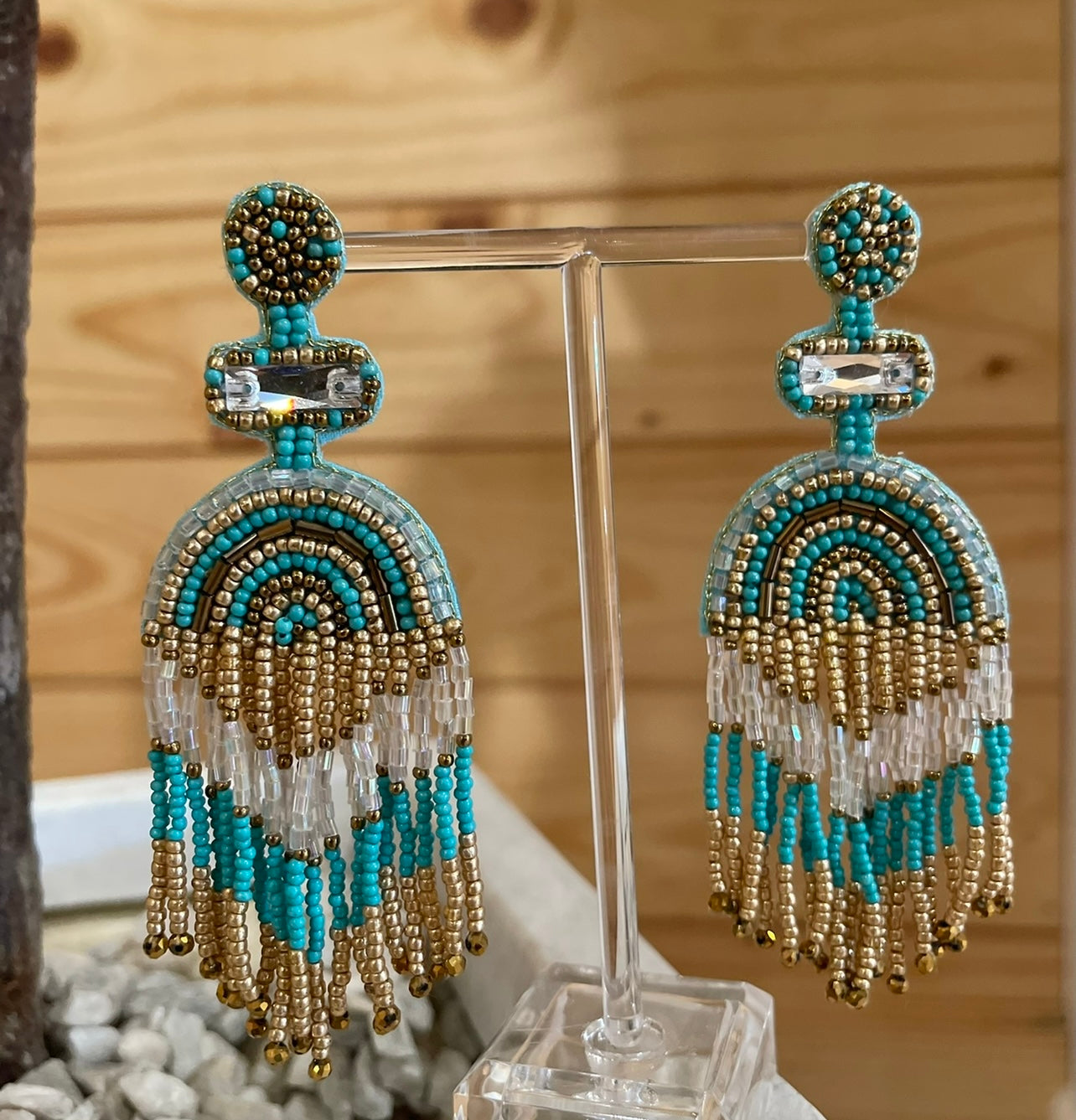 Blue & Gold Statement Earrings