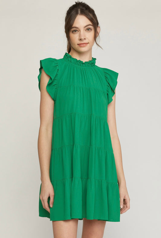 Isabel Green Tiered Dress