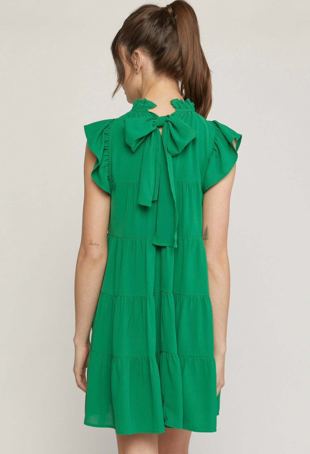 Isabel Green Tiered Dress