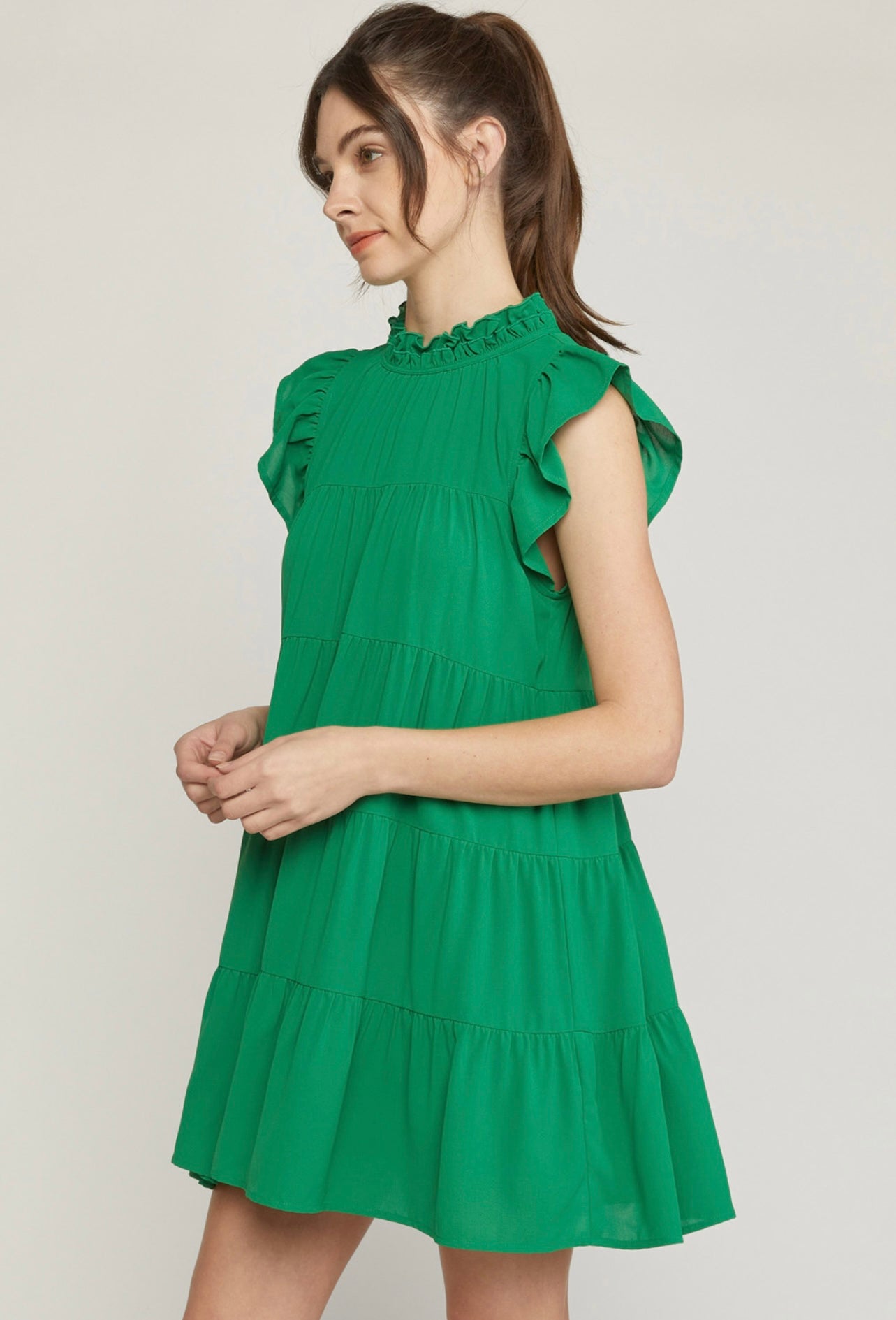 Isabel Green Tiered Dress