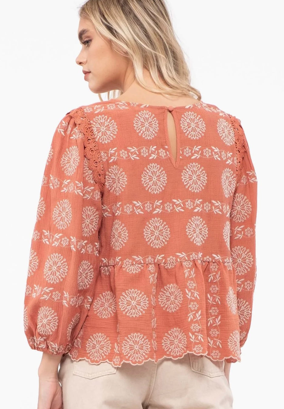 Terracota Embroidered Top