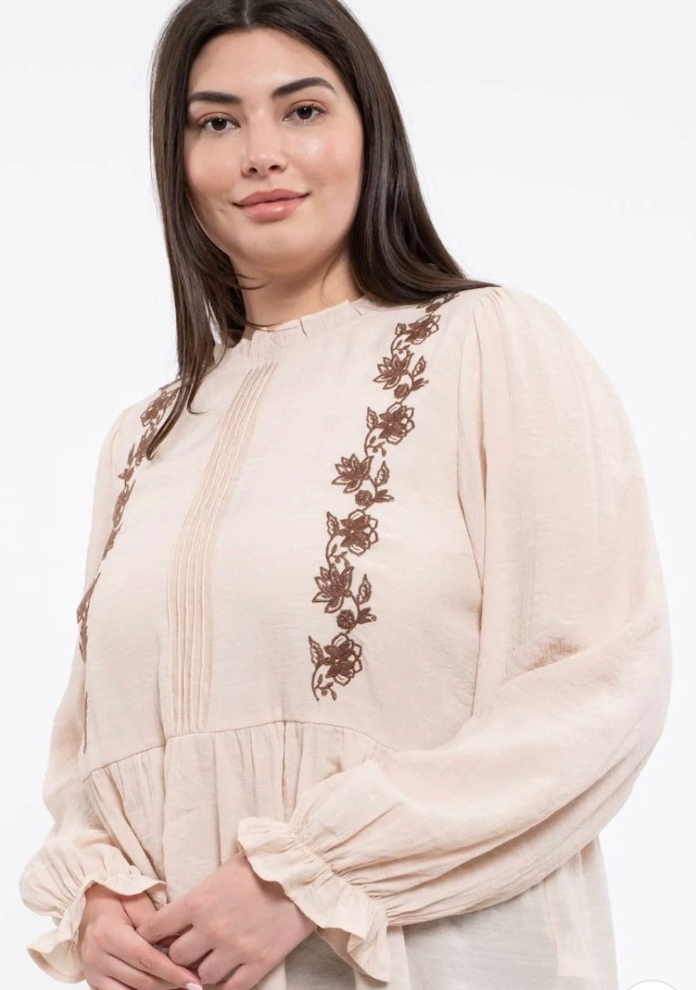 Tan Embroidered Top