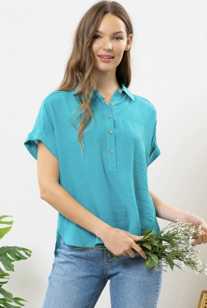 Plus Blue Light-Teal Solid Top